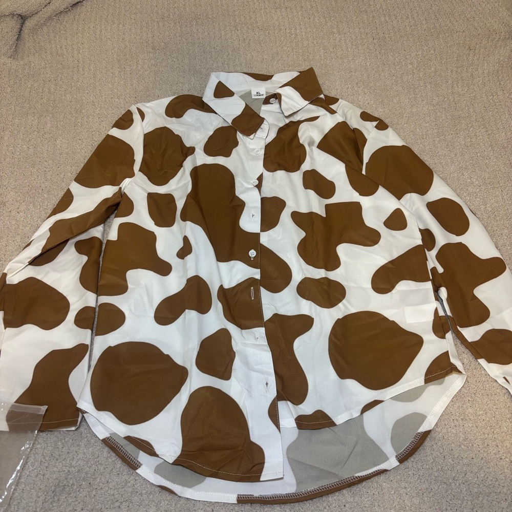 Cow print button up